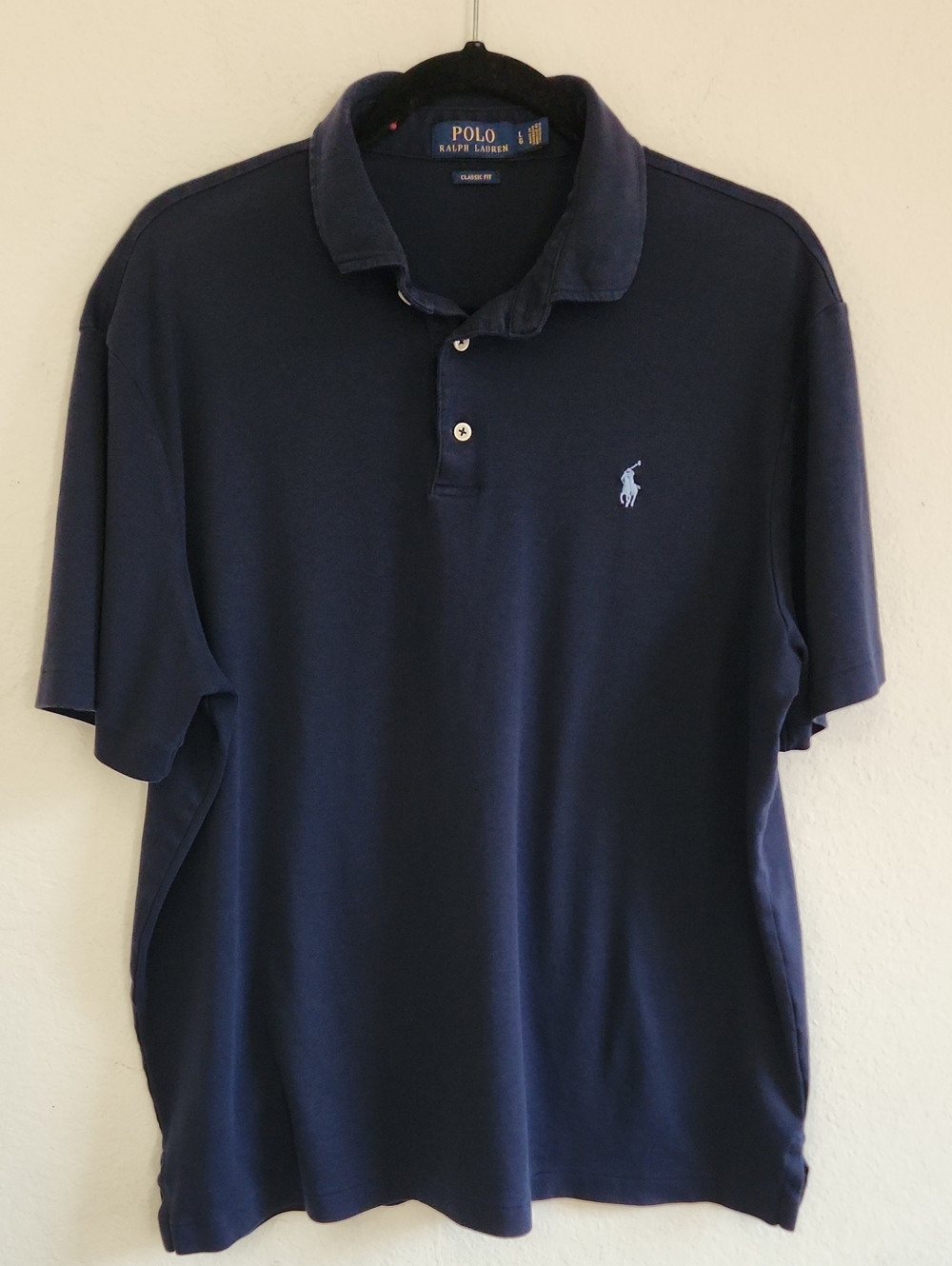 POLO RALPH LAUREN Men Navy Blue Classic Fit Short Sleeve Polo Shirt L